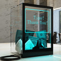 Tip Jar with 2 Sign Holders, LED Light & Lock - Eye Catching Donation