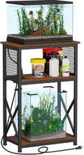 10 Gallon Fish Tank Stand with Power Outlets - Rustic Brown