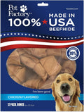Pet Factory Beefhide 6in Knotted Bones Chicken Flavor - Long Lasting