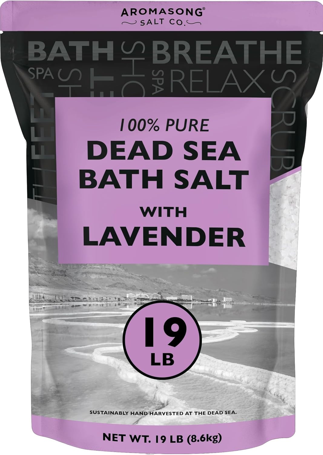 Aromasong Pure Dead Sea Salt with Lavender for Relaxing Soaks