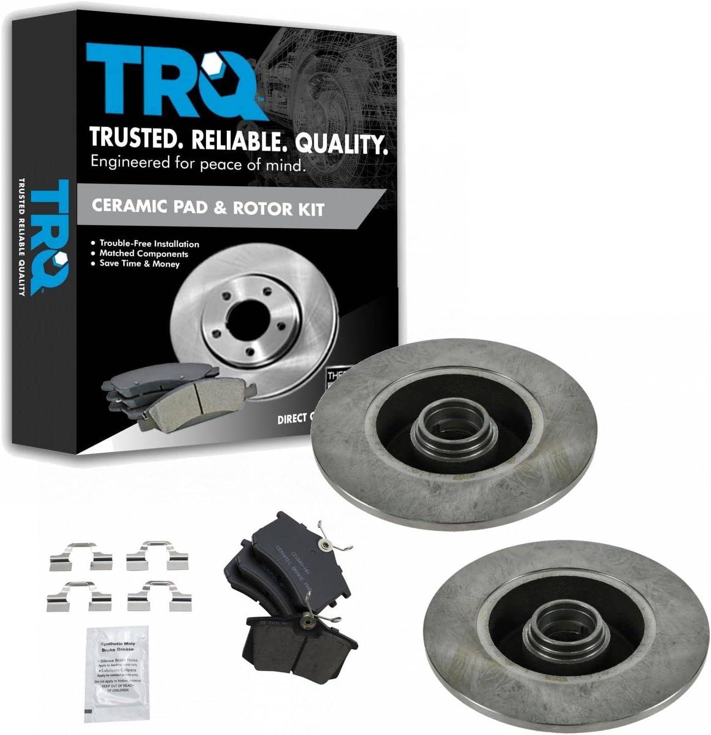 TRQ Rear Brake Pad & Rotor Kit for 2002 Audi A4 Performance