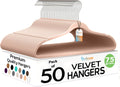 Velvet Hangers 50 Pack - Ultra Thin Non Slip Space Saving Rose Gold