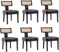 HNY Mid Century Modern Rattan Dining Chairs Set of 6 for Home