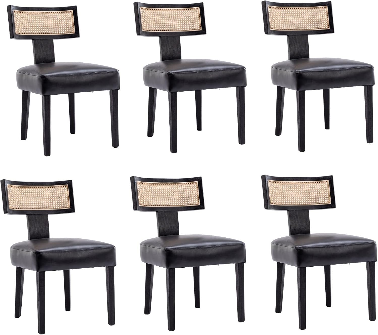 HNY Mid Century Modern Rattan Dining Chairs Set of 6 for Home