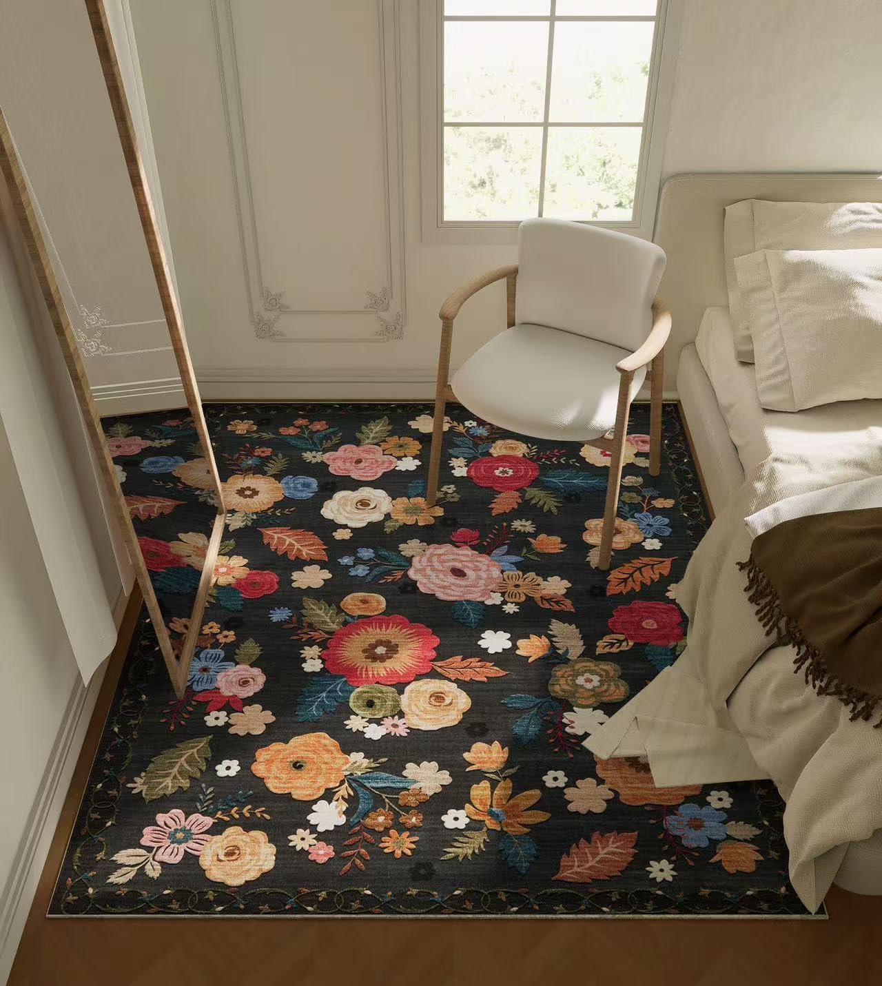4x6 Bedroom Area Rug Washable Non Slip Stain Resistant Floral