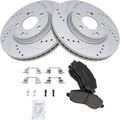 TRQ Front Brake Pad & Rotor Kit Ceramic Premium G-Coated Slotted X