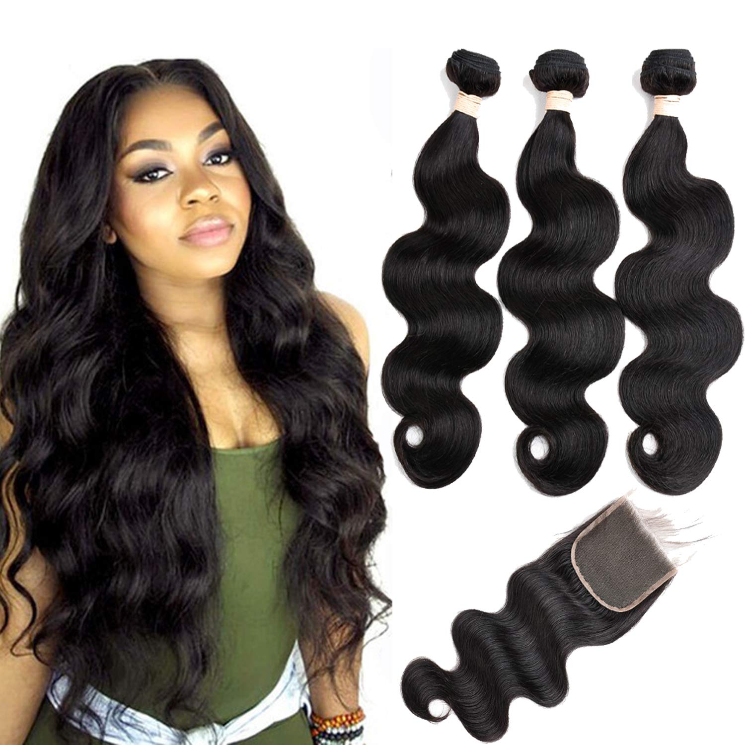 Body Wave Human Hair Bundles with Closure for Stunning Styles