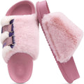 KuaiLu Women's Orthotic Fuzzy Platform Slippers with Arch Support