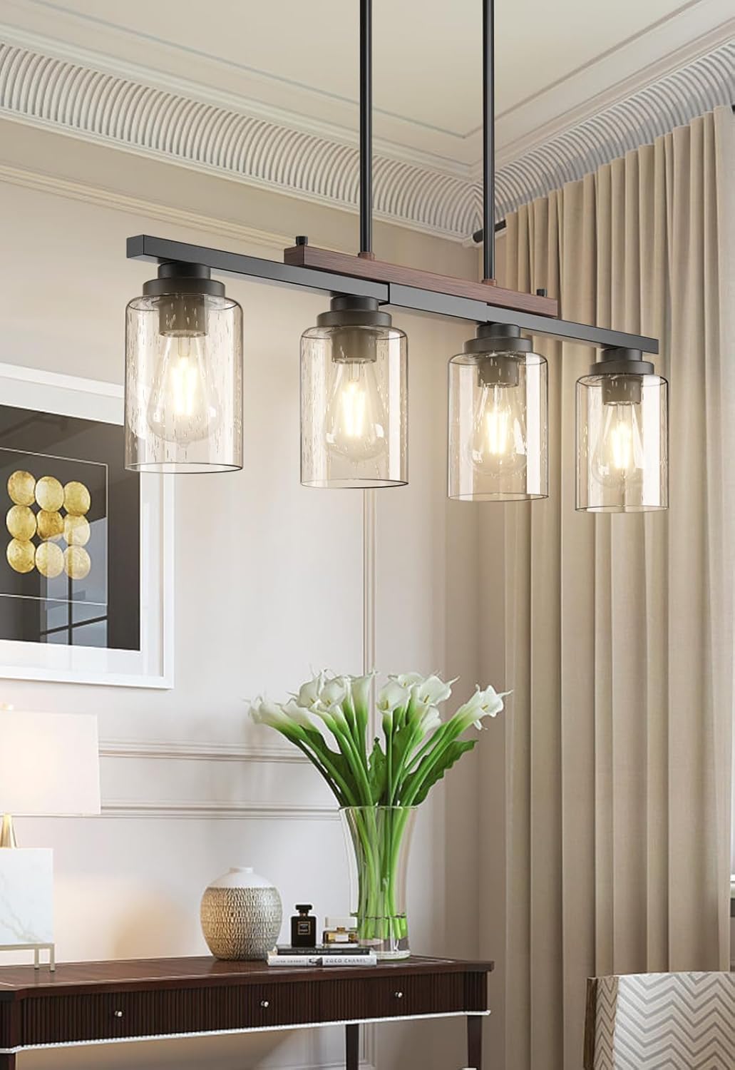 Stylish 4-Light Dining Room Chandelier for Modern Farmhouse Decor