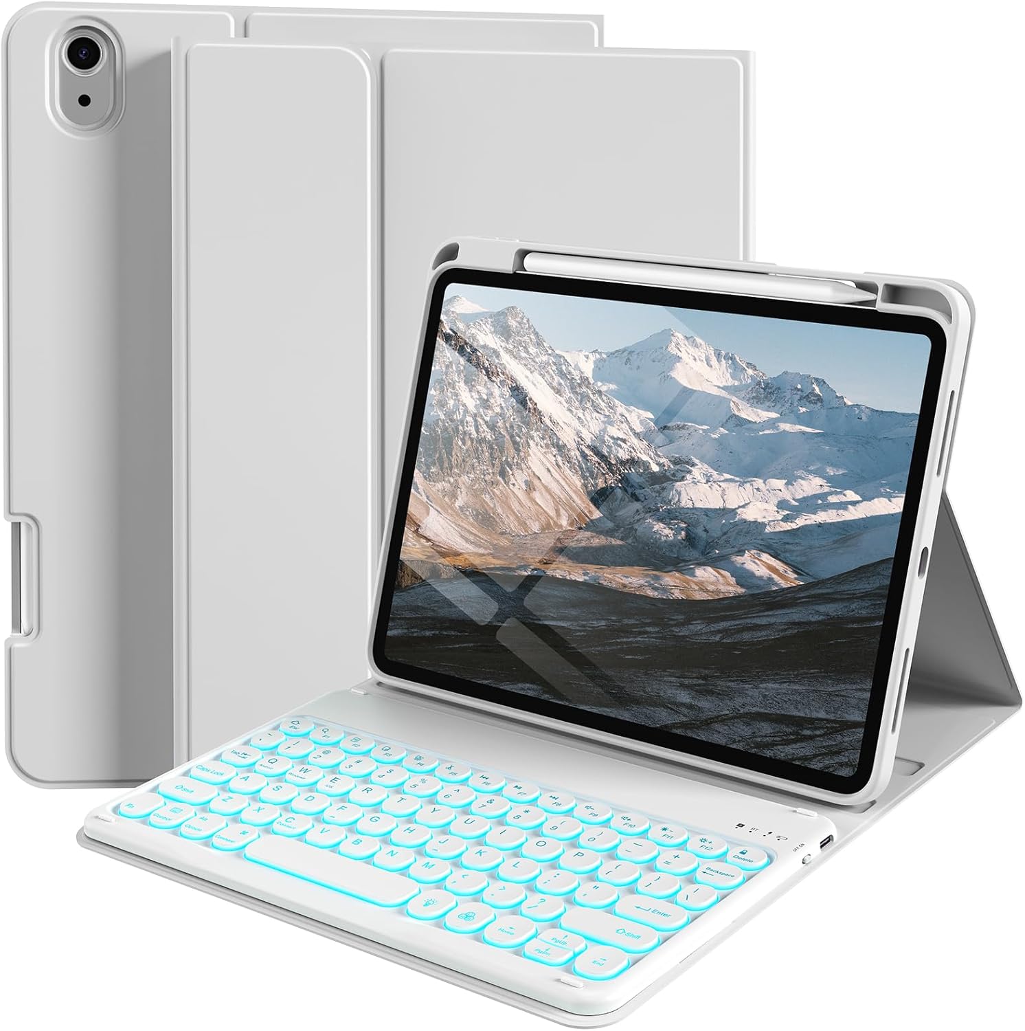 Kenke iPad 11/10th Gen Case with Detachable Keyboard and Backlight
