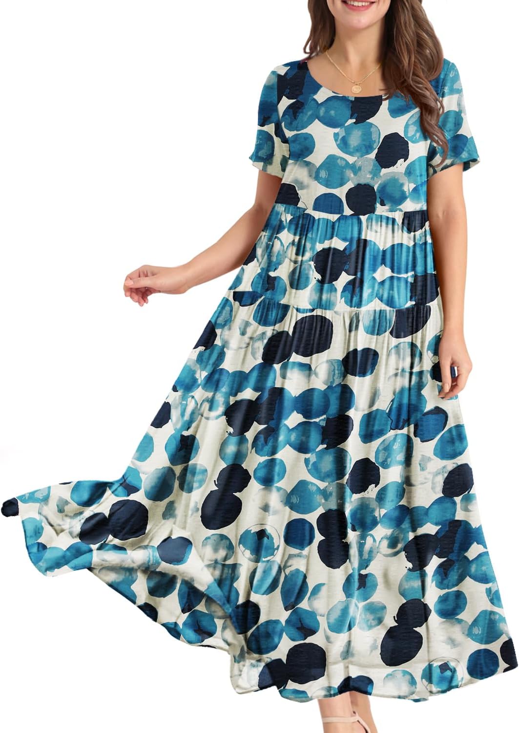 YESNO Women Casual Bohemian Floral Dress with Pockets