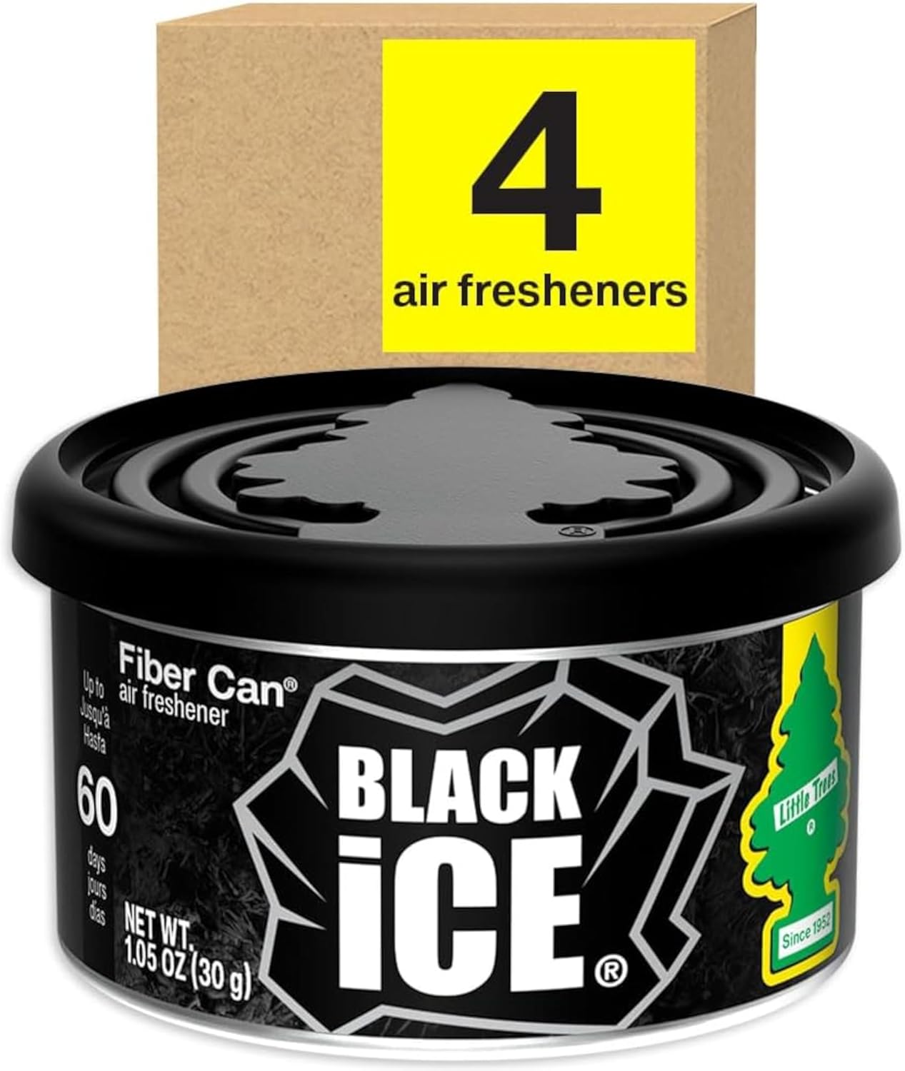 Long-Lasting Black Ice Scent! LITTLE TREES Air Fresheners (Pack of 4)