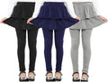 3-Pack Girls School Uniform Pants with Skirt - Warm Stretchy Leggings