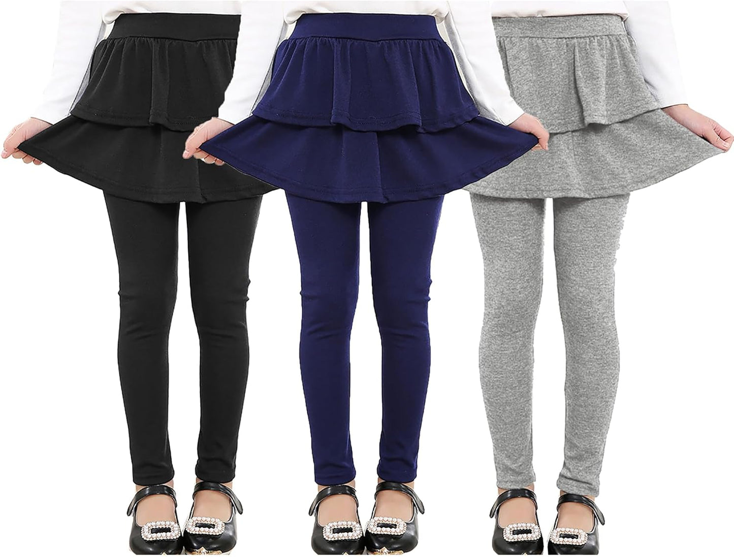 RieKet Girls School Uniform Pants with Skirt for Ages 2-14