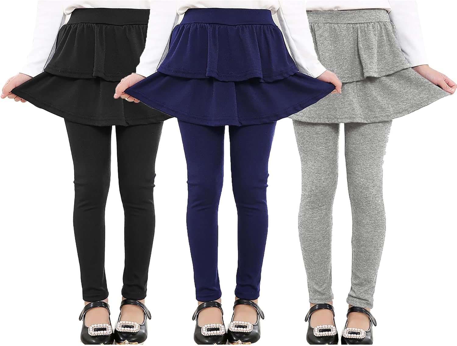 RieKet Girls School Uniform Pants with Skirt for Ages 2-14