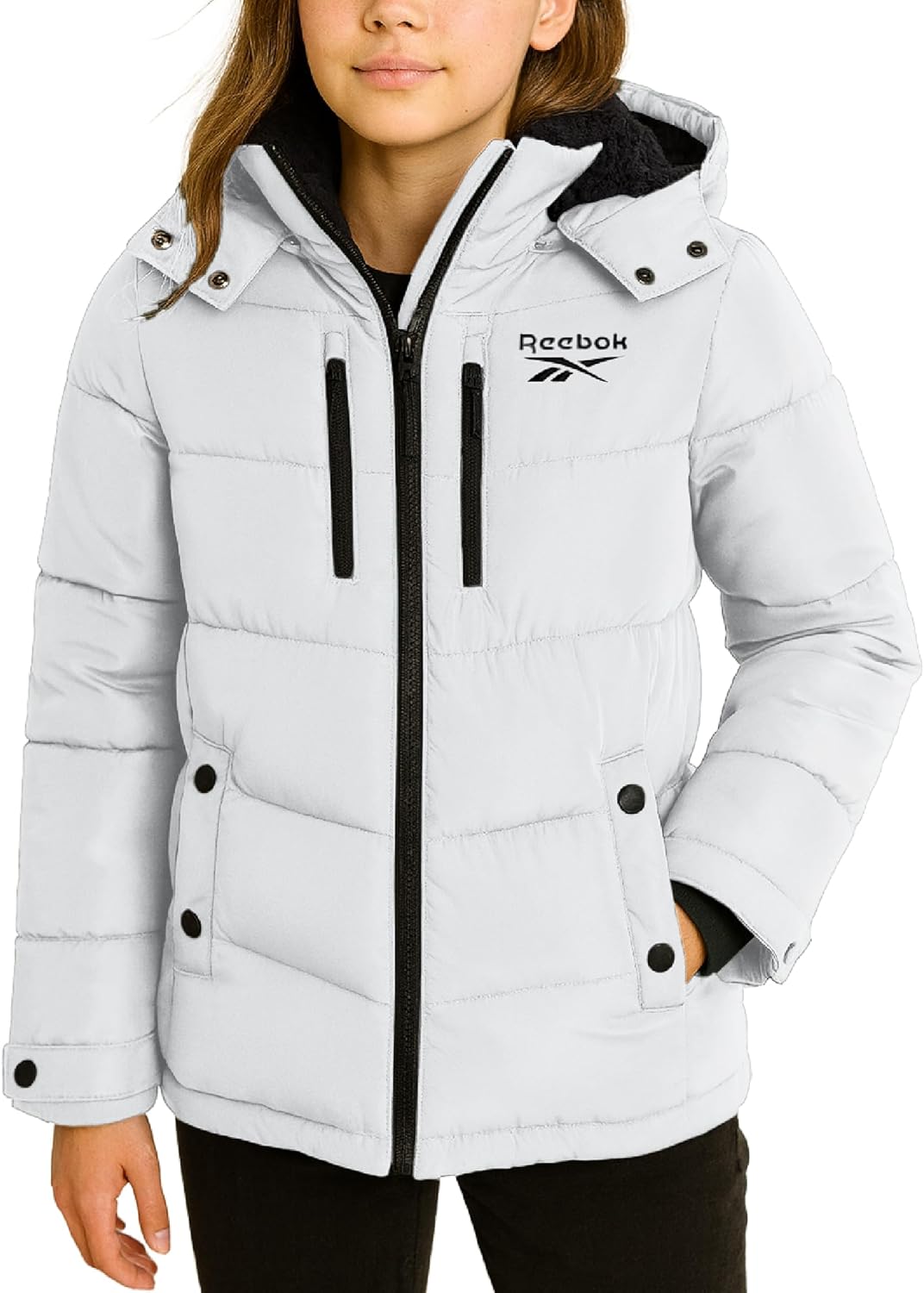 Reebok Girls Winter Coat - Heavyweight Quilted Puffer Jacket