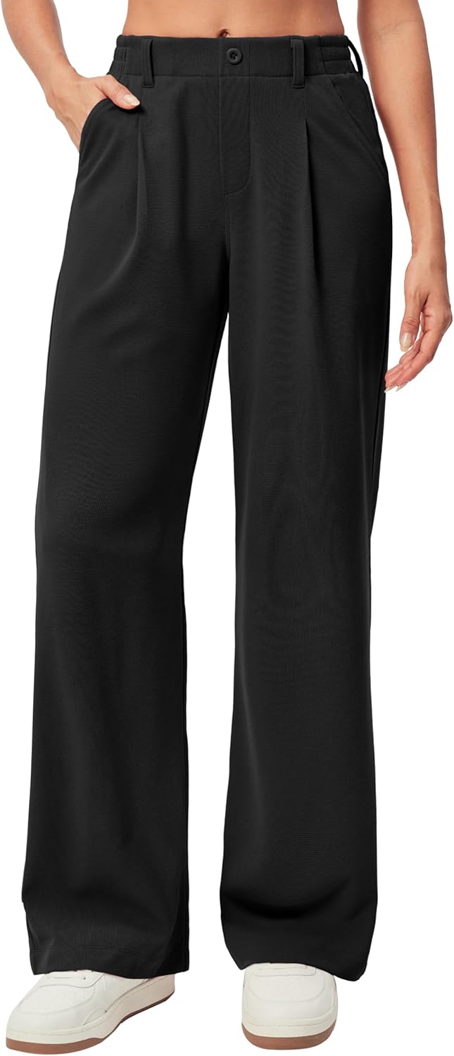 Ewedoos Wide Leg Pants for Women - Stretchy Business Casual Slacks