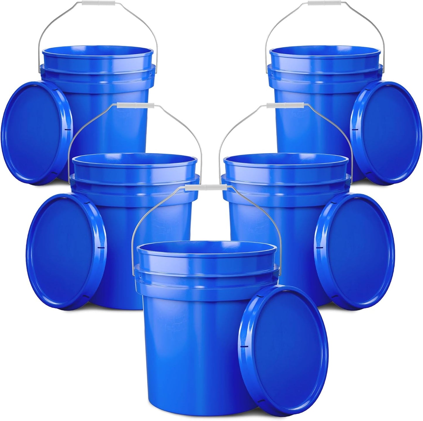 5-Gallon Blue Bucket Pail Container with Lid for Storage