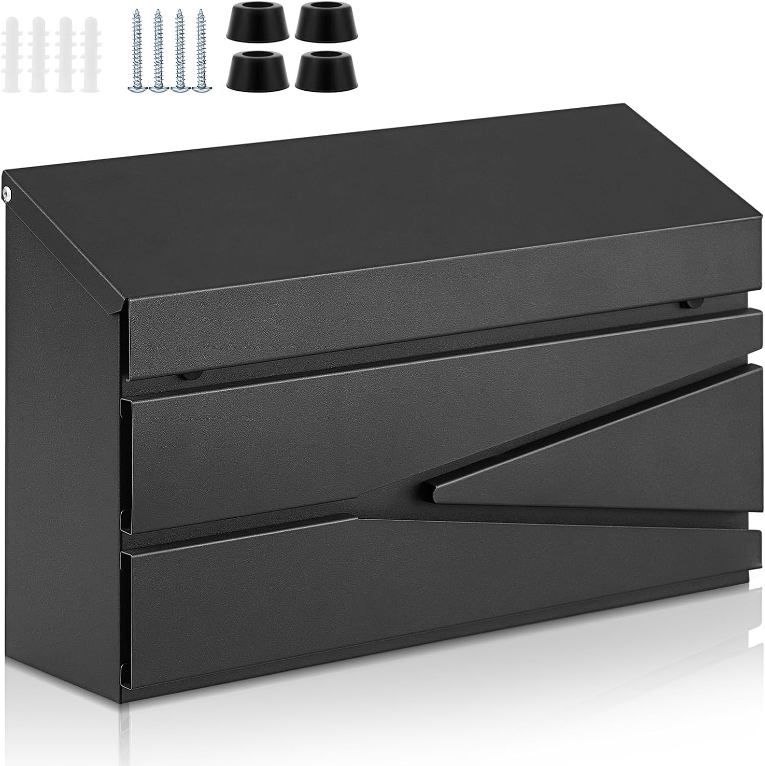 Large Capacity Wall Mount Mailbox for Outside - Modern Black Design