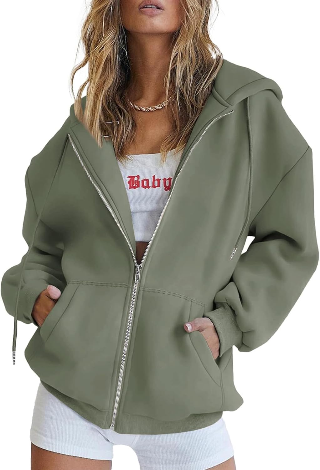 PRETTYGARDEN Women's Zip Up Y2K Hoodies for Casual Style