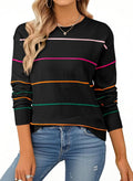 SHEWIN Womens Crew Neck Striped Sweater - Soft, Versatile Top