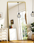 Full Length Mirror 58in x 21in Freestanding Gold - Brightens Rooms