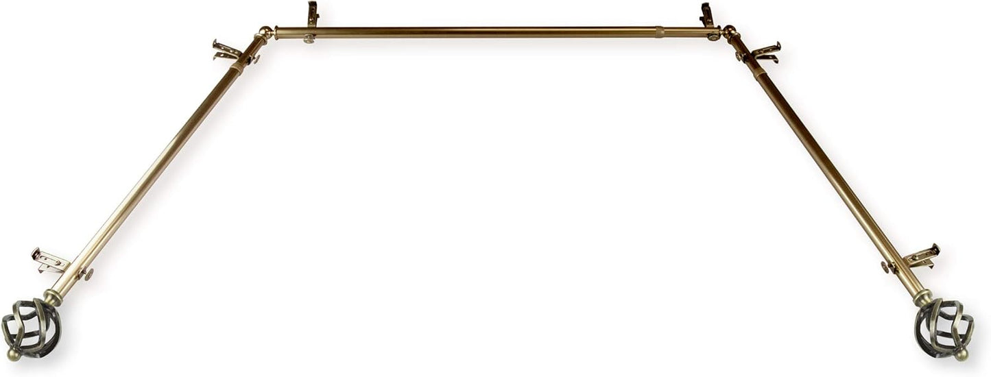 Rod Desyne 3/4 Wring Bay Window Curtain Rod - Elegant Antique Brass