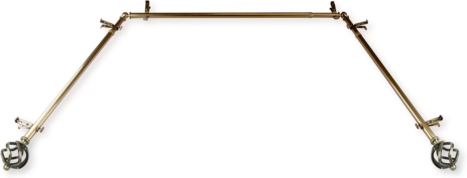 Rod Desyne 3/4 Wring Bay Window Curtain Rod - Elegant Antique Brass