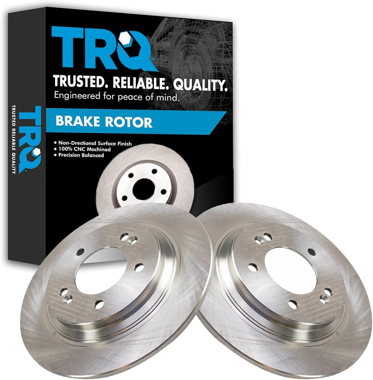 TRQ 2pc Rear Replacement Brake Rotor Kit for Kia Hyundai Vehicles
