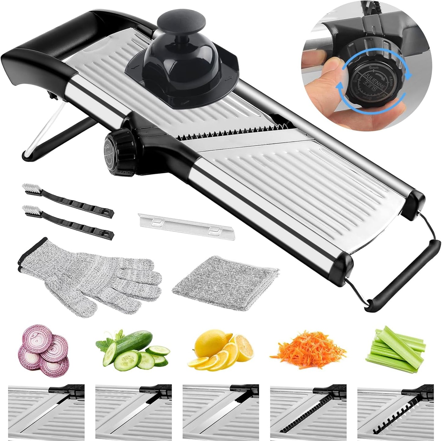 Commercial Mandoline Slicer for Kitchen - Stainless Steel & Safe
