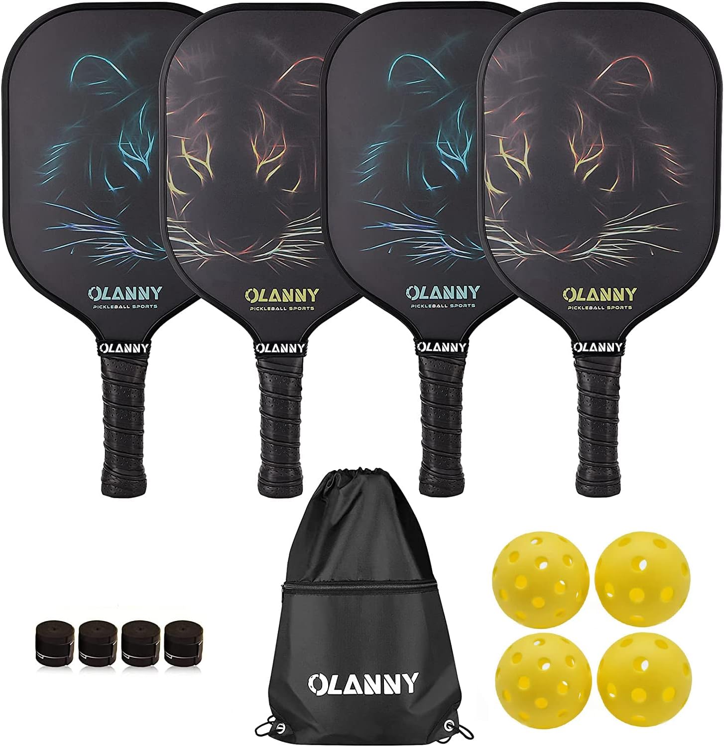Graphite Pickleball Paddles Set with Premium Rackets and Balls