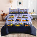 Boys Construction Truck Comforter Set Full Size - Vibrant Vehicles