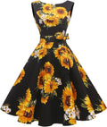 Boatneck Sleeveless 1950s Swing Cocktail Dress - Flattering Fit Fabric