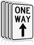 One Way Sign with Up Arrow 18x12 in (4 Pack) - Durable Reflective