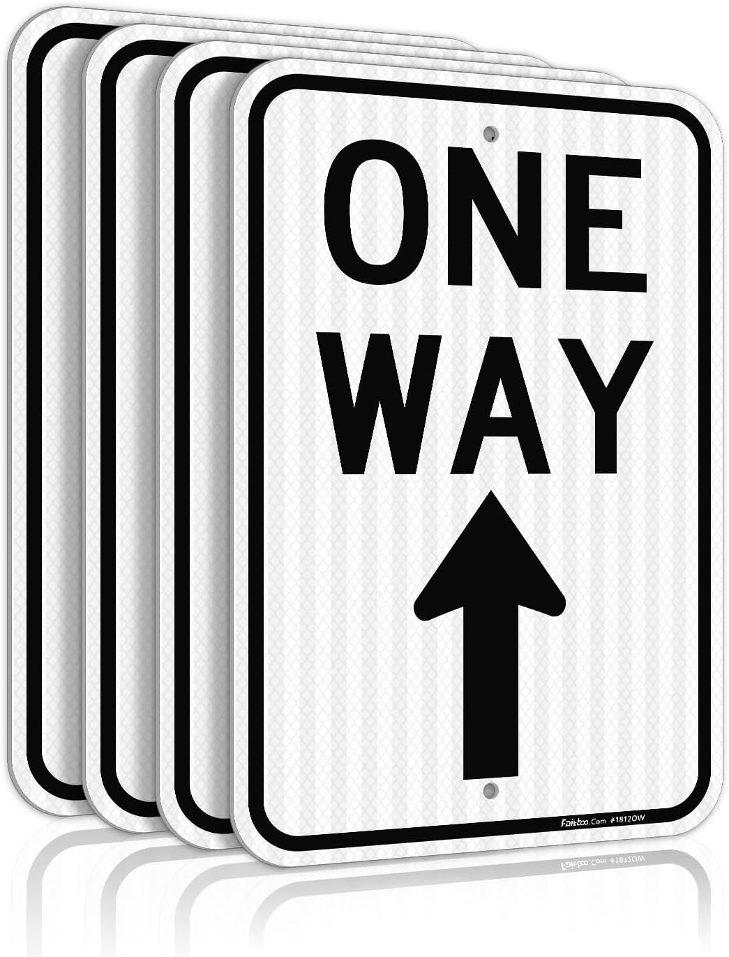 One Way Sign with Up Arrow - 18x12 Inches Reflective Aluminum
