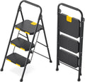 KINGRACK 3 Step Ladder Sturdy Steel Step Stool - Stable 800lb Capacity