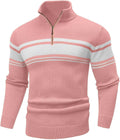 Mens Quarter Zip Sweater Casual Striped Long Sleeve - Warm and Stylish