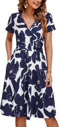 OUGES Women's V Neck Midi Maternity Nursing Dress with Pockets Shoes