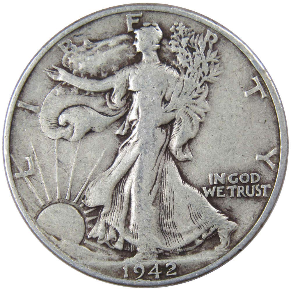 1942 D Liberty Walking Half Dollar Coin in Very Good Condition
