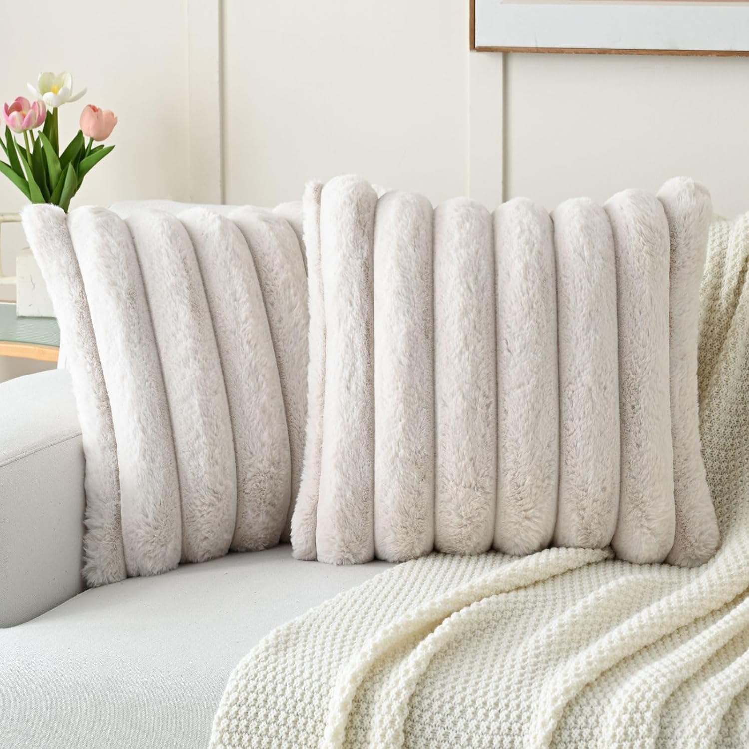 FUTEI Beige Decorative Throw Pillow Covers for Elegant Home Decor