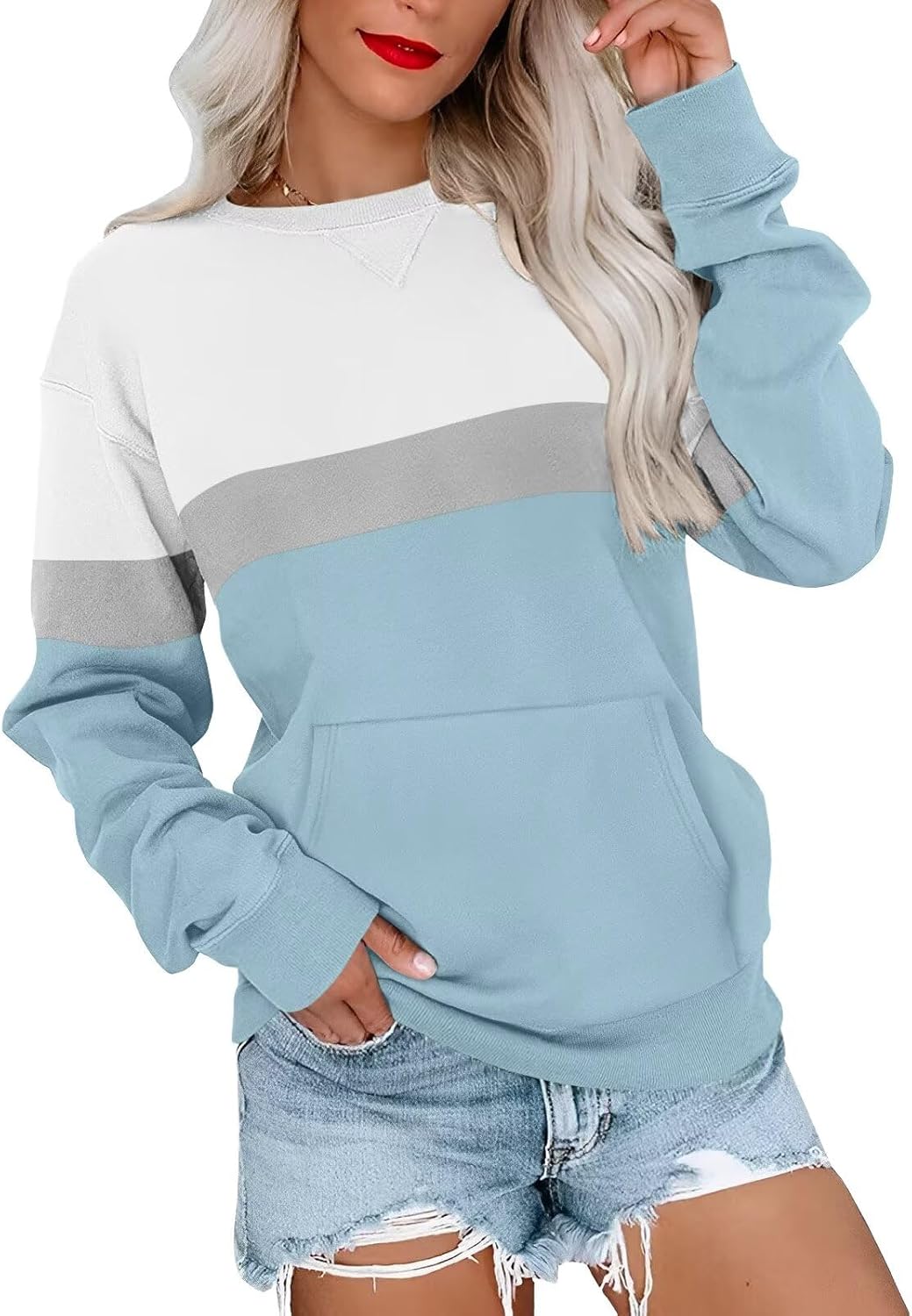 Womens Long Sleeve Sweatshirts Casual Crewneck Pullover Tops