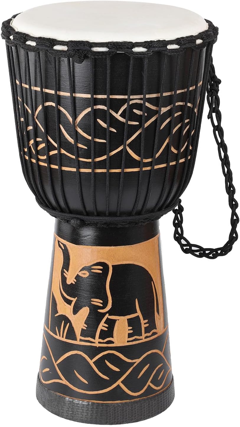 LIEKE Djembe Drum with Goatskin Head and Mahogany Body