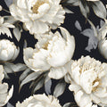Black Floral Peel and Stick Wallpaper - Boho Vintage Leaf Gold Floral