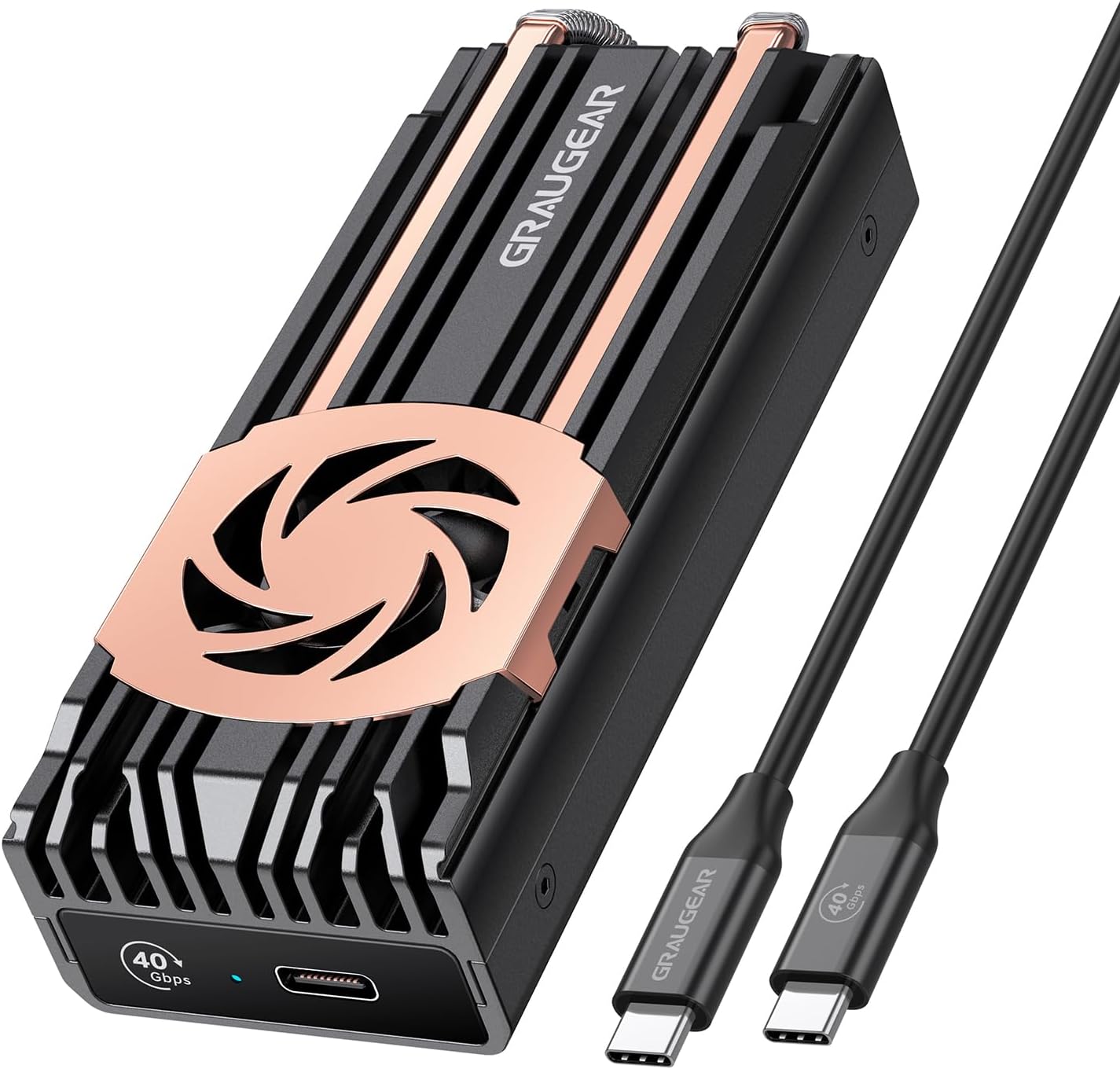 GRAUGEAR 40Gbps M.2 NVMe SSD Enclosure with Cooling Fan