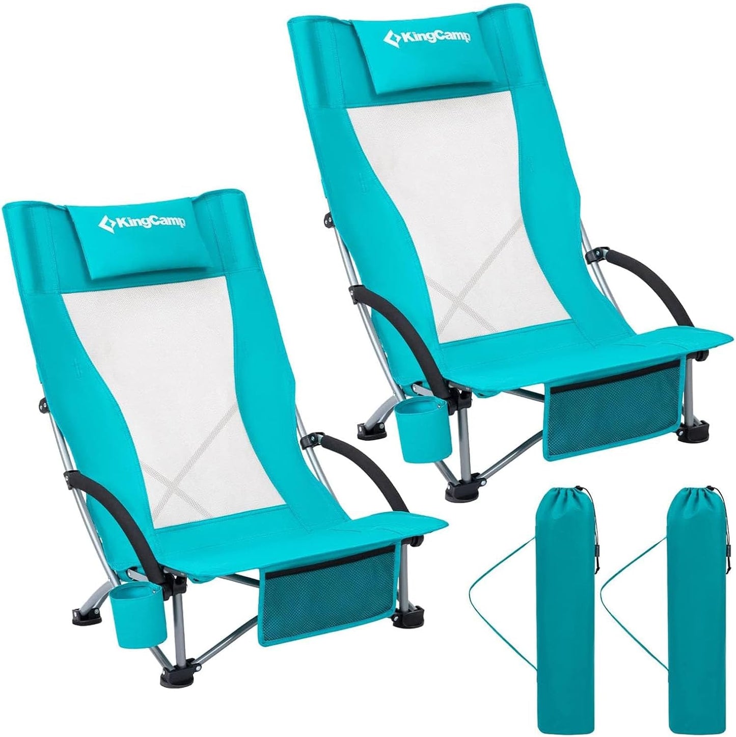 KingCamp Low Beach Chairs for Adults - Portable Folding Comfort