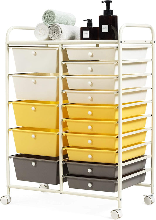 GOFLAME 15-Drawer Rolling Storage Cart for Home and Office