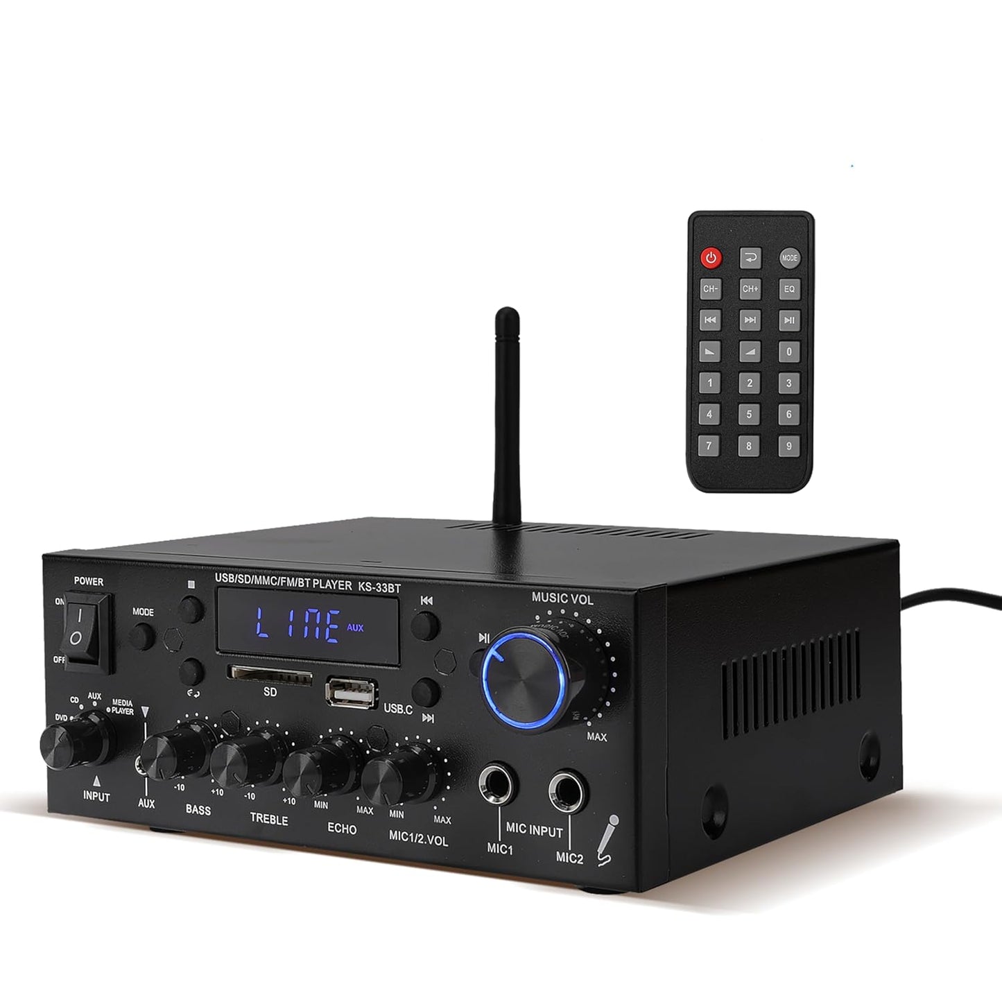 High Power 800W Home Stereo Amplifier with Bluetooth 5.0