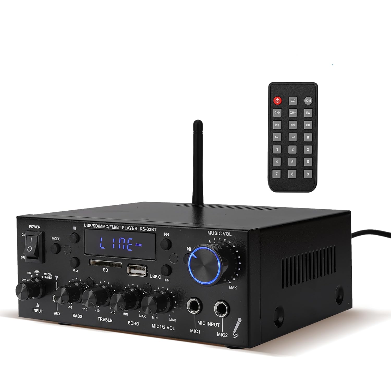 High Power 800W Home Stereo Amplifier with Bluetooth 5.0