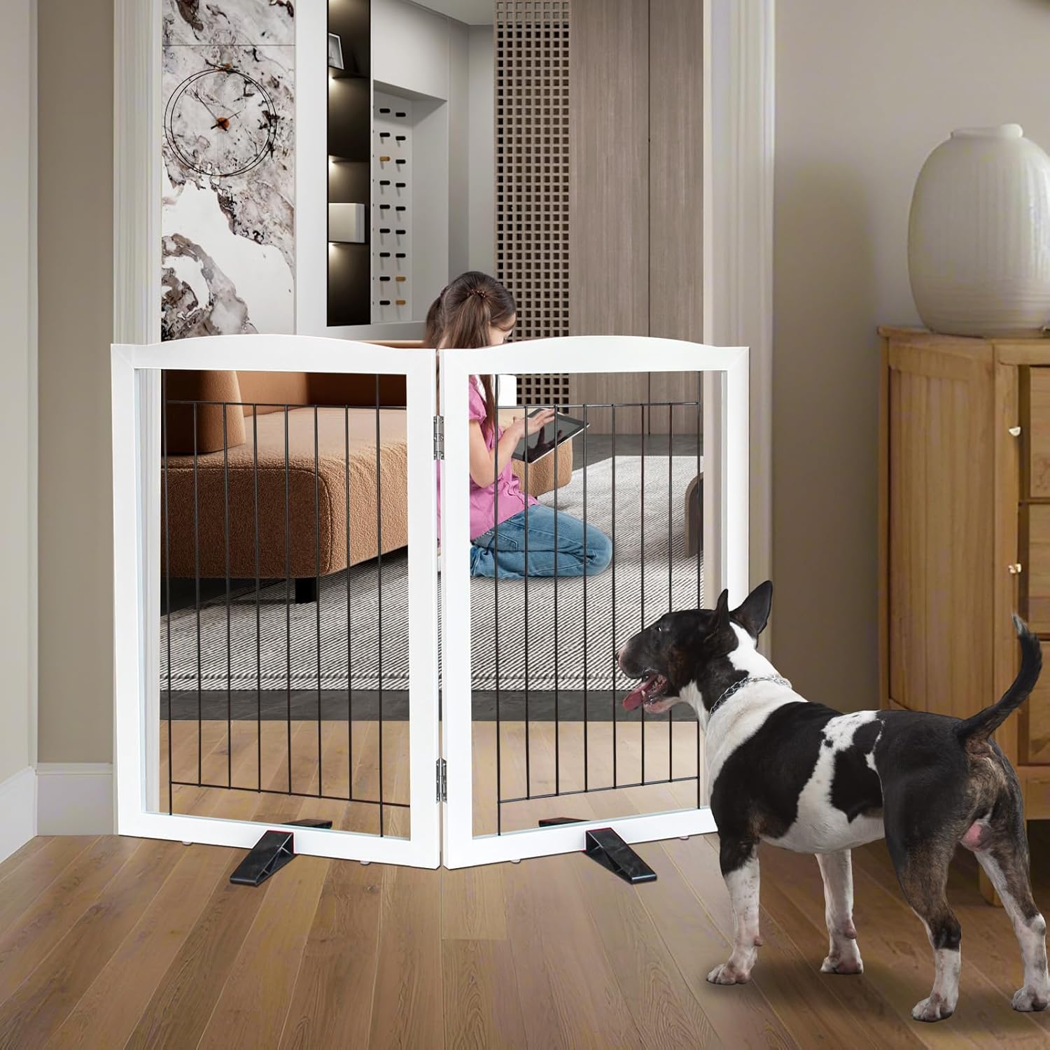 Indoor Dog Fence - 2-Panel Freestanding Gate for Home Use