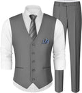 MAGE MALE Men's Linen 2 Piece Suit Slim Fit Vest Pants Set - Classic
